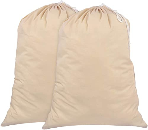 Sweet Needle Bolsa de la compra para almacenamiento de ropa sucia, extragrande, resistente, 71X91 CM - 75 L - 100% algodón, muy duradera, cordón con cierre de cordón, lavable a máquina (paquete de 2)