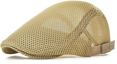 NALITARE Newsboy Beret Ivy Cap Cabbie Flat Cap Adjustable Men Breathable mesh Summer Hat (Beige)