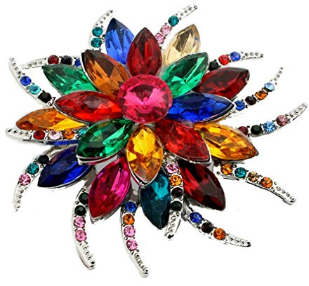 Vektenxi Vintage Kristall Brosche Big Boutonniere Brosche Anzüge Jacke Schal Tasche Anhänger Charm Zubehör, bunt langlebig und praktisch
