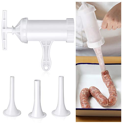 Mudder Sausage Stuffer Manual Maker Plastic Meat Filler Funnel Tubes Filling Tool for Hand Operated Food Grinder for Holiday Household Use