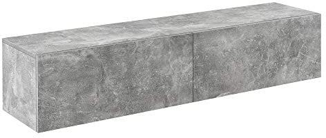 [en.casa] TV Lowboard hängend Evaton Hängeboard mit 2 Schranktüren Fernsehschrank schwebend Wohnzimmer 140 x 33 x 30 cm Betonoptik