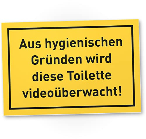 DankeDir! WC Videoüberwacht - Schild 30 x 20 cm - Klo Schild Kloschild Toilettenschild zum aufhängen lustig -Toilette witzig Deko Gästetoilette Türschild Gäste WC - Videoüberwachung