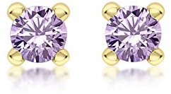 CARISSIMA Damen-Ohrstecker Geburtsstein Februar Amethyst Zirkonia Gelbgold 9kt 4mm