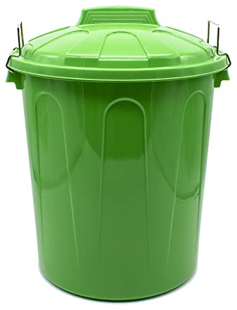 CABLEPELADO Cubo de Basura con tapa, Cubo basura Industrial, Cubo basura Plástico con asas metálicas, Contenedor residuos, 55 cm alto x 44 cm Diámetro superior, Capacidad 51 Litros, Verde