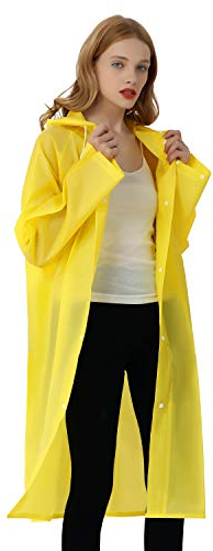 UNIQUEBELLA Regenmantel Eva Travel Transparent Regenponcho Regen Zubehör für Damen und Herren Regenbekleidung Regencape Regenjacke Wasserdicht für Wandern Radfahren Camping und Reisen (Gelb, L)
