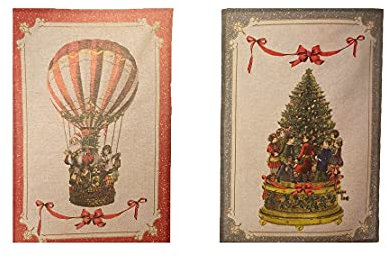 BLANC MARICLO' Juego de 2 paños de cocina Vintage Christmas, 50 x 70 cm