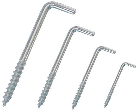 Generisch L-Haken gerade 90°, Schraubhaken Stahl verzinkt Winkel Haken mit Holzgewinde (5, 5,5 x 80 mm)