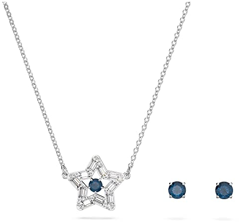 Swarovski Sparkling Stella Set, Rhodinierte Halskette und Ohrringe mit Strahlenden Swarovski Kristallen