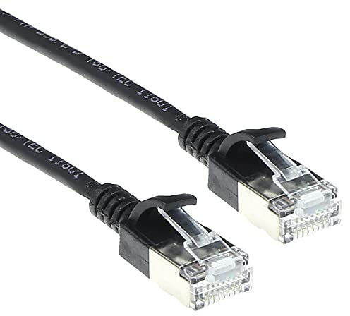 ACT CAT6a Netzwerkkabel, U/FTP LSZH LAN Kabel Dünn 3.8mm Slimline, Flexibles Snagless CAT 6a mit RJ45 Stecker, für den Einsatz in Datenzentren, 0.5 Meter, Schwarz – DC7900, 0,50 m