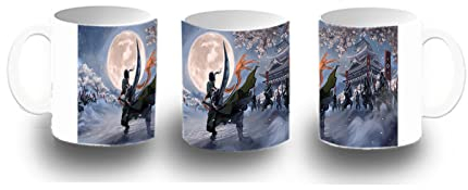 MERCHANDMANIA TAZA DE PLASTICO paisaje wano, samurai, Roronoa Zoro, espadachín, Ronin plastic mug.