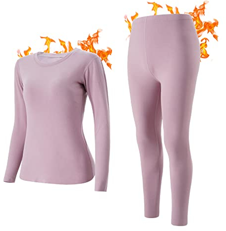 INNERSY Skiunterwäsche Damen Warm Thermounterwäsche Set Thermo Oberteil Leggings Thermowäsche (L, Lila)