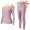 INNERSY Skiunterwäsche Damen Warm Thermounterwäsche Set Thermo Oberteil Leggings Thermowäsche (L, Lila)
