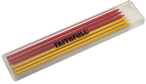 Faithfull Mixed Pencil Marking Refill Pack, 6 Piece, Red & Yellow