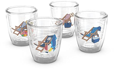 Tervis Barefoot Beach Collection Made in USA Double Walled Insulated Tumbler Travel Cup Keeps Drinks Cold & Hot, 12oz - 4pk, Classic