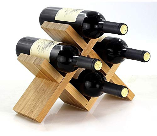 CRAGCO Wine Bottle Rack, Wooden Wine Rack, Wine Holder, Wine Display Stand, Household Bottle Rack, 4 Bottles