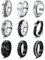 CASSIECA 9 Stück Herren Ringe Fidget Spinner Anti Angst Ringe Band Ketten Ringe Silber Schwarze Ehering Verlobungsringe Zappel Ring Geburtstag Geschenke für Herren Größe 67