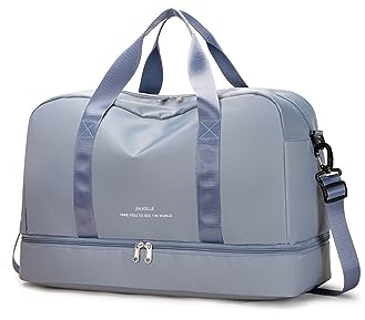 CORIOS Nylon Sporttasche für Herren/Damen Reisetaschen Duffle Bag Weekender Übernachtung Tasche Fitnesstasche Schwimmtasche Groß Trainingstasche Kabinenreisetasche für Reisen Sport Fitnessstudio Blau