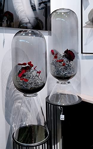 GILDE Jarrón de Suelo Luxo de Cristal, Altura 80 cm x diámetro 27 cm, Color Negro