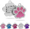 ibera gifts - Chapa Perro Grabada en Forma de Pata con Perdería y Purpurina, Placa Perro Personalizada para Perros y Gatos Pequeños y Medianos, Chapa Identificativa Perro y Gato (Rosa)