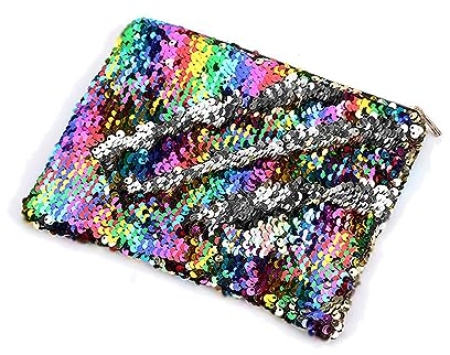 NIXNUT Federmäppchen mit Pailletten, großes Fassungsvermögen, mit Glitzer, Büro-Organizer, Aufbewahrung, Make-up-Tasche für Studenten und Mädchen, a, 20*16*1 cm, Modern