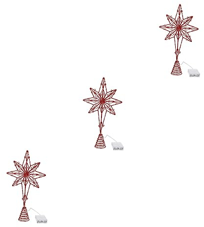 Garneck 3 STK Weihnachtsbaumspitzenlichter Christbaumschmuck Weihnachtsbaumspitze Stern Christbaumspitze Beleuchtet Weihnachtsstern Aus Hohlem Draht Sternendekor Requisiten Scheinen Eisen