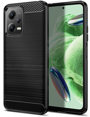 Qiinogow Funda para Xiaomi Redmi Note 12 5G, Antigolpes Carcasa con Suave de TPU, Capa Ultrafina de Fibra de Carbono (Negro)