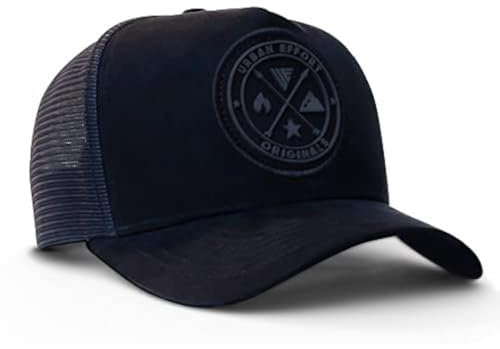 Urban Effort Netz-Rückenkappe – für Männer und Frauen Baseballmütze 5-Panel Trucker Hat – toller Snapback-Verschluss für Jagd & Wandern, Schwarz/Schwarz, S