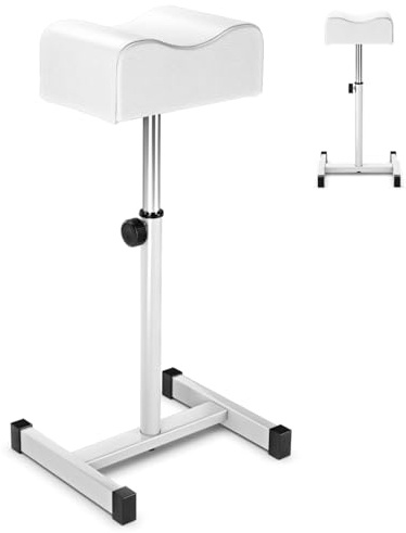 Multigot Pedicure Footrest, 45-65cm Adjustable Manicure Foot Rest with Non-Slip Foot Cover, Professional Pedicure Support for Beauty Salon Spa (White)