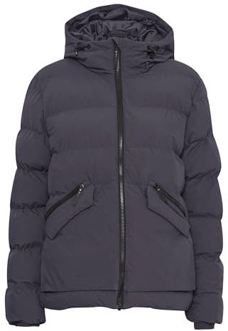 NORTH BEND NBPetra Steppjacke atmungsaktiv sportliche Damenjacke mit Kapuze und Taschen, Größe:36, Farbe:Phantom (1016)