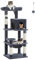 PAWZ Road Kratzbaum für Hauskatzen, 116 cm mehrstufiger Katzenturm mit großer Metallrahmen-Hängematte, Katzenwohnung mit 4 Kratzbäumen und oberer Sitzstange für kleine mittelgroße Katzen, Dunkel Grau