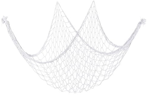 PATIKIL Fishing Net Decor, 80 x 40 Mediterranean Style Photographing Decoration Natural Fish Net Party Accessory for Home Bedroom, White