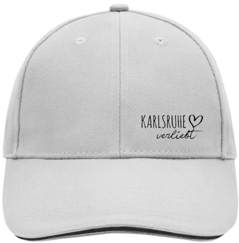 huuraa Cappy Mütze Karlsruhe verliebt Unisex Baseball Cap Dark Grey/White mit Namen deiner Lieblingsstadt in Baden-Württemberg Geschenk Idee für Freunde und Familie