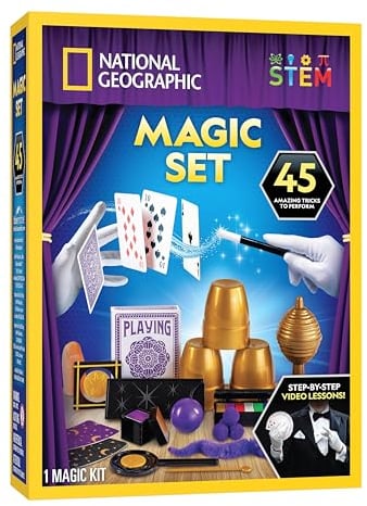 Blue Marble National Geographic Kids Magic Set - 45 Magic Tricks for Kids to Perform with Step-By-Step Video Instructions for Each Trick Provided by a Professional Magician, Toys for Boys and Girls