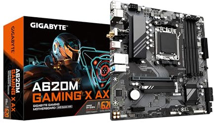 GIGABYTE A620M Gaming X AX (Rev. 1.1) AM5 LGA 1718 AMD A620 M-ATX, DDR5, PCIe 4.0 M.2, PCIe 4.0, USB 3.2 Gen1x2 Type-C, Wi-FI 6E, Realtek 1GbE LAN, Q-Flash Plus, PCIe EZ-Latch