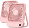 TOPK 2 Pack 5000mAh Portable Desk Fan Rechargeable, Ultra-thin Strong Wind Digital Display 4 Speeds Adjustable Small Silent Battery Powered Personal Fan for Bedroom,Office,Travel,Library,Outdoor Pink