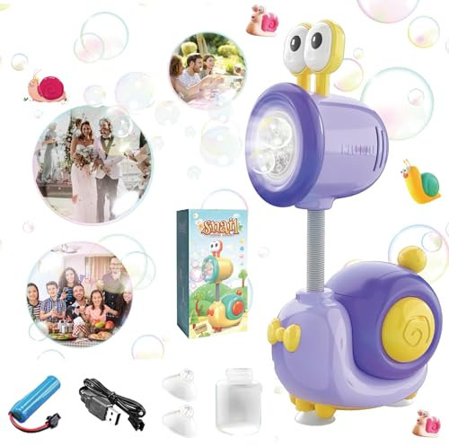 Shinybox Elektrisch Seifenblasenspielzeug, Schnecke Seifenblasenmaschine, Seifenblasenmaschine mit 90ML Seifenblasenlösung, Electric Schnecke Seifenblasen Maschine für Party/Hochzeit/Geburtstag(Lila)
