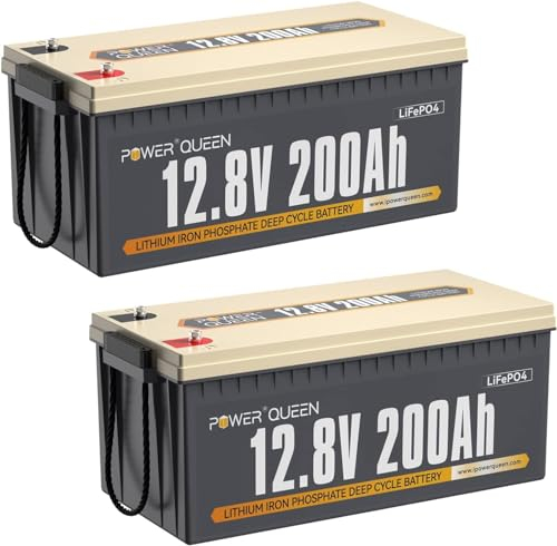 Power Queen 12.8V 200Ah LiFePO4 Batterie 2 Pack, Ersatz für Blei-Säure Batterie, 10 Jahre Lebensdauer, 4000-15000 Zyklen, 100A BMS, Klasse-A-Zellen, Perfekt für Wohnmobil, Camping, Solar, Off-Grid