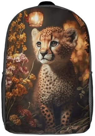 Magic Fantasy Cheetah Cub Rucksäcke Kinder Schulrucksack Schultasche 3D-Druck Modische Schultaschen für Jungen Grund- und Mittelschüler 17 Zoll