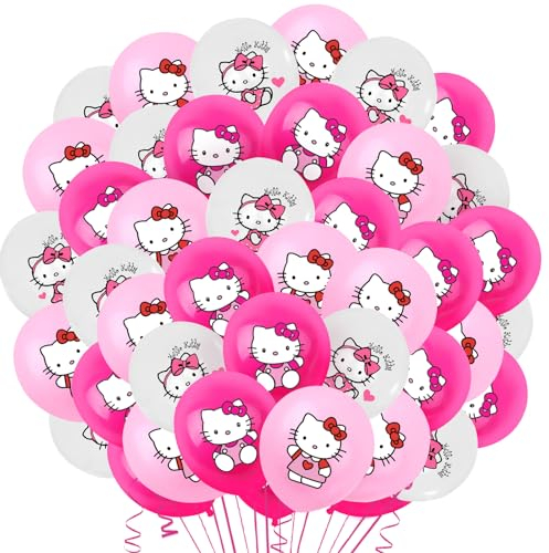 42 Stück Kitty Rosa Dekoration Ballons, Kitty Latex Ballons, Kitty Geburtstags Luftballon, Kitty Themen Ballons, Kitty Cartoon Ballon, Geburtstags Feier, Geeignet für Kinderparty Dekoration