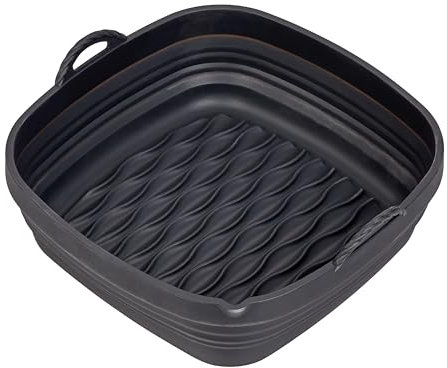 Tala Collapsible Square Silicone Air Fryer Liner 20.5 x 21.5 x 8cm - Non-Stick, Heat-Resistant, Space-Saving, with Pouring Lip and Handles
