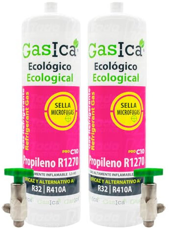 Ralertreik Gaz réfrigérant gazique C10 compatible avec R32 R410A valve incluse (2 bouteilles)