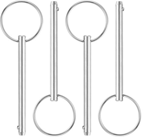 sourcing map 4Pcs 6mmx60mm Quick Release Pins, Carbon Steel Marine Hardware for Marine Mountain Seat, Ship Outfitting, Shipbuilding, Silver