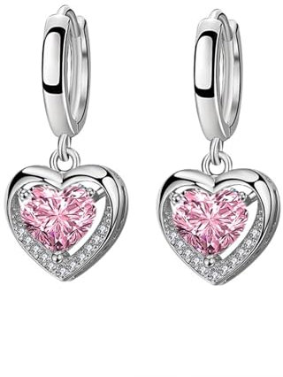 Homxi Damen Ohrringe Baumeln Silber,Kupfer Damen Ohrringe Ohrhänger Herzform mit Zirkonia Damen Ohrringe Silber