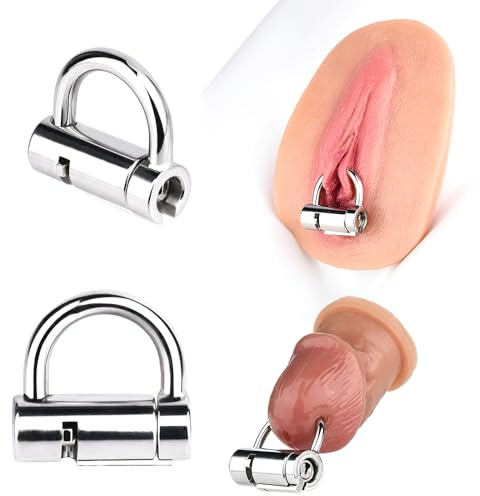 Jomyu PA Edelstahl Keuschheits Peniskäfig Durch Loch Piercing Keuschheitskäfig Herren Steampunk Retro Chastity Cage Mit Penisring Verstellbar Extrem Penis Bondage Cock Cage Sexspielzeug für Männer (M)