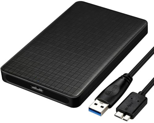 Powice Festplattengehäuse 2,5 Zoll Gehäuse USB 3.0, Festplattengehäuse mit USB 3.0 Kabel Werkzeugloses für SSD Gehäuse 2,5 Zoll, HDD in Höhe 9.5mm 7mm, UASP & Trim Unterstützt