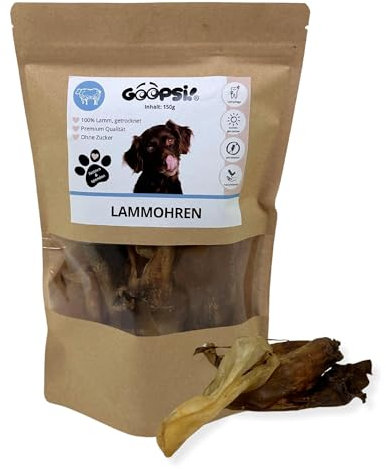 GOOPSI Lammohren für Hunde ohne Fell 230g, 8-14 cm lang - natürlicher Kauartikel für Hunde - unbehandelt & luftgetrocknet - Hundeleckerli getreidefrei – Premium Qualität