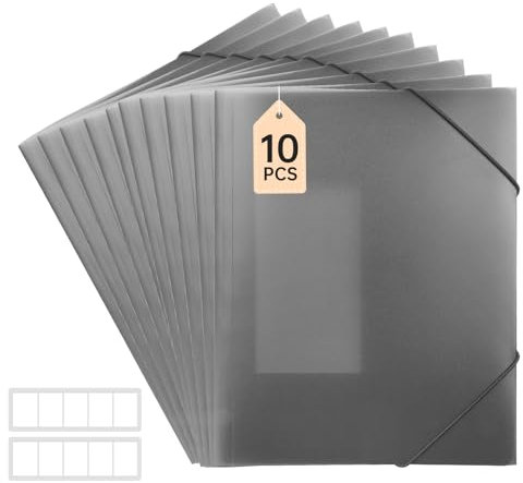 FRETONBA Postmappe A4 Schule, Sammelmappe 10 Stück, Eckspannermappe Elastische Bandbefestigung, Schnellhefter a4 PP-Material Robust und Langlebig, Dokumentenmappe a4