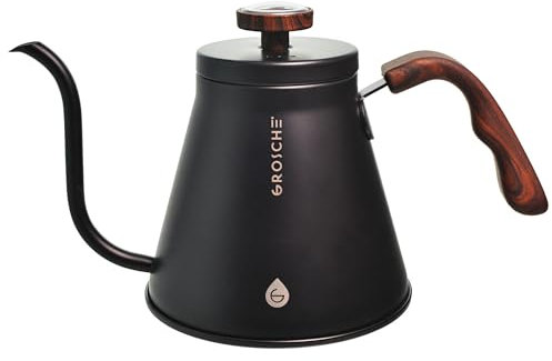 GROSCHE - Marrakesh Gooseneck Kettle Stovetop - Stainless Steel Pour Over Coffee Kettle Stovetop - Tea Kettle - Stovetop Gooseneck Kettle - Coffee & Tea Kettle - Home Essentials, Black (34 fl. oz)