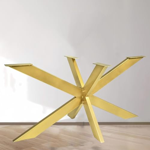 TWHZSAI Pieds de Table en métal araignée de Style Industriel, Cadre de Bricolage, Assemblage Facile, Pieds de Meubles de Table à Manger, Pieds en Acier avec revêtement en Poudre, Couleur Or 85 x 80