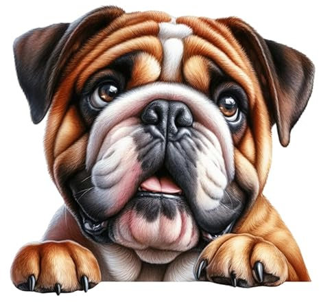 x4 English Bulldog Door Vinyl Sticker, Weatherproof, Cover up Mark, Hardwearing & Vibrant, Multi-purpouse Ideal for Door, Phone case, Cups, Wine Glass, Toilet, car & All Projects. (English Bulldog)